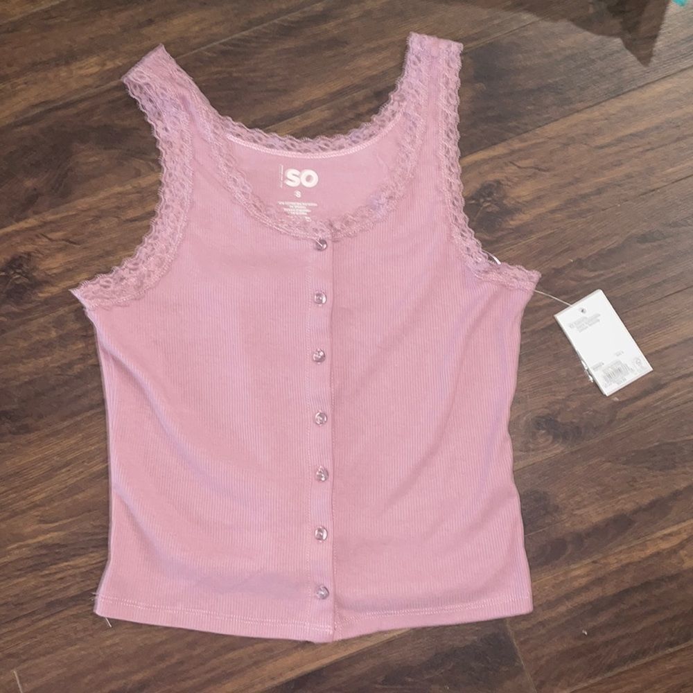 NWT | Lace Trim Button Front‎ Tank Top